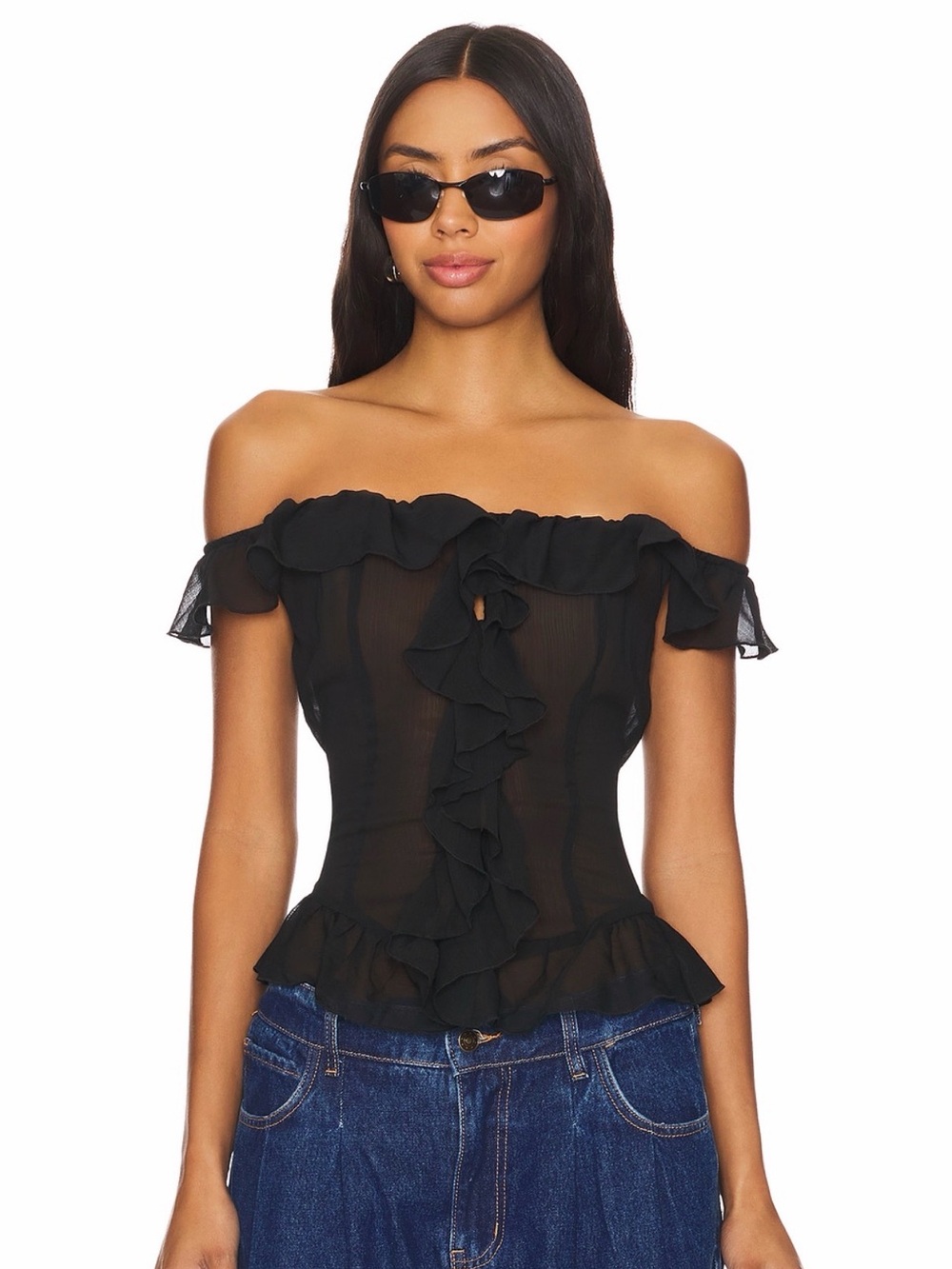 NWT Lioness Off-Shoulder Ruffle Corset Top